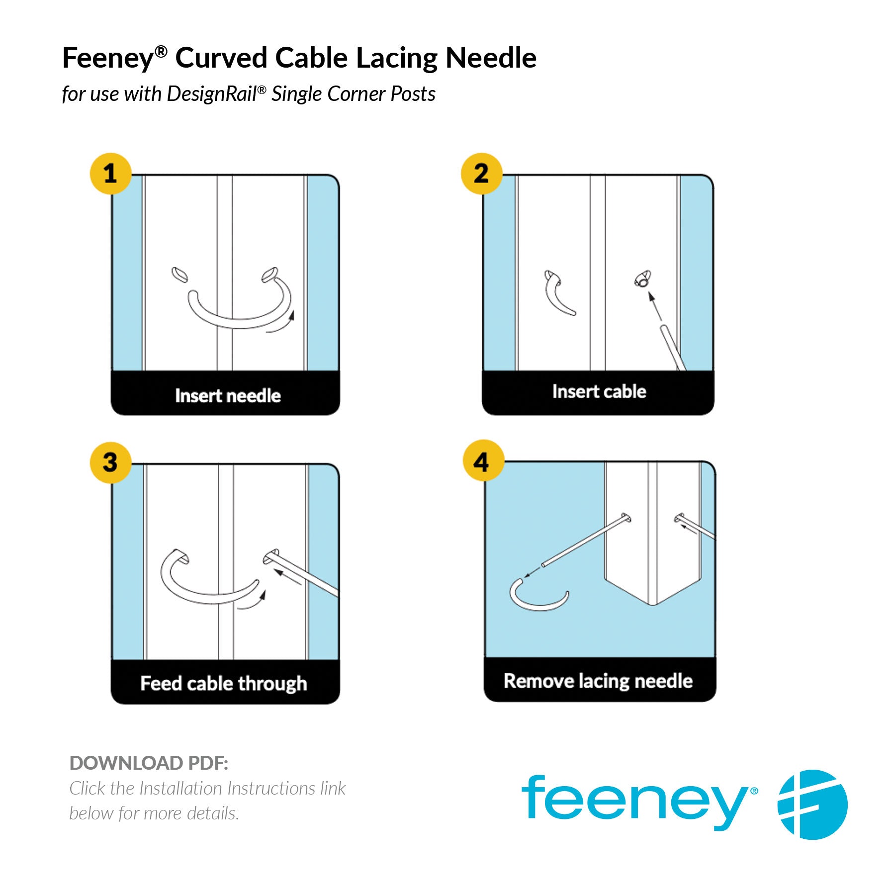 Feeney® Curve Cable Lacing Needle (1/8