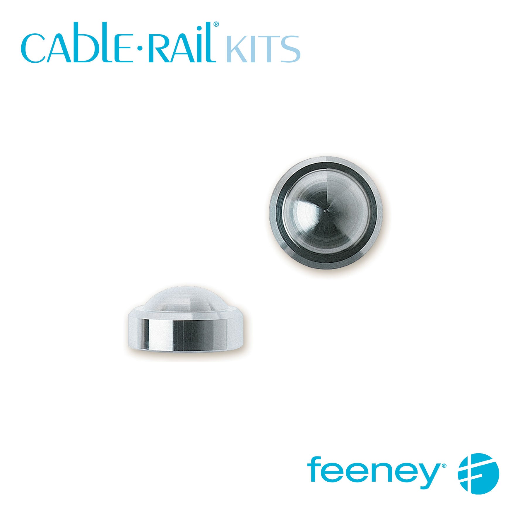  Feeney® CableRail Kits End Cap, Stainless Steel Crown (4 Each) 