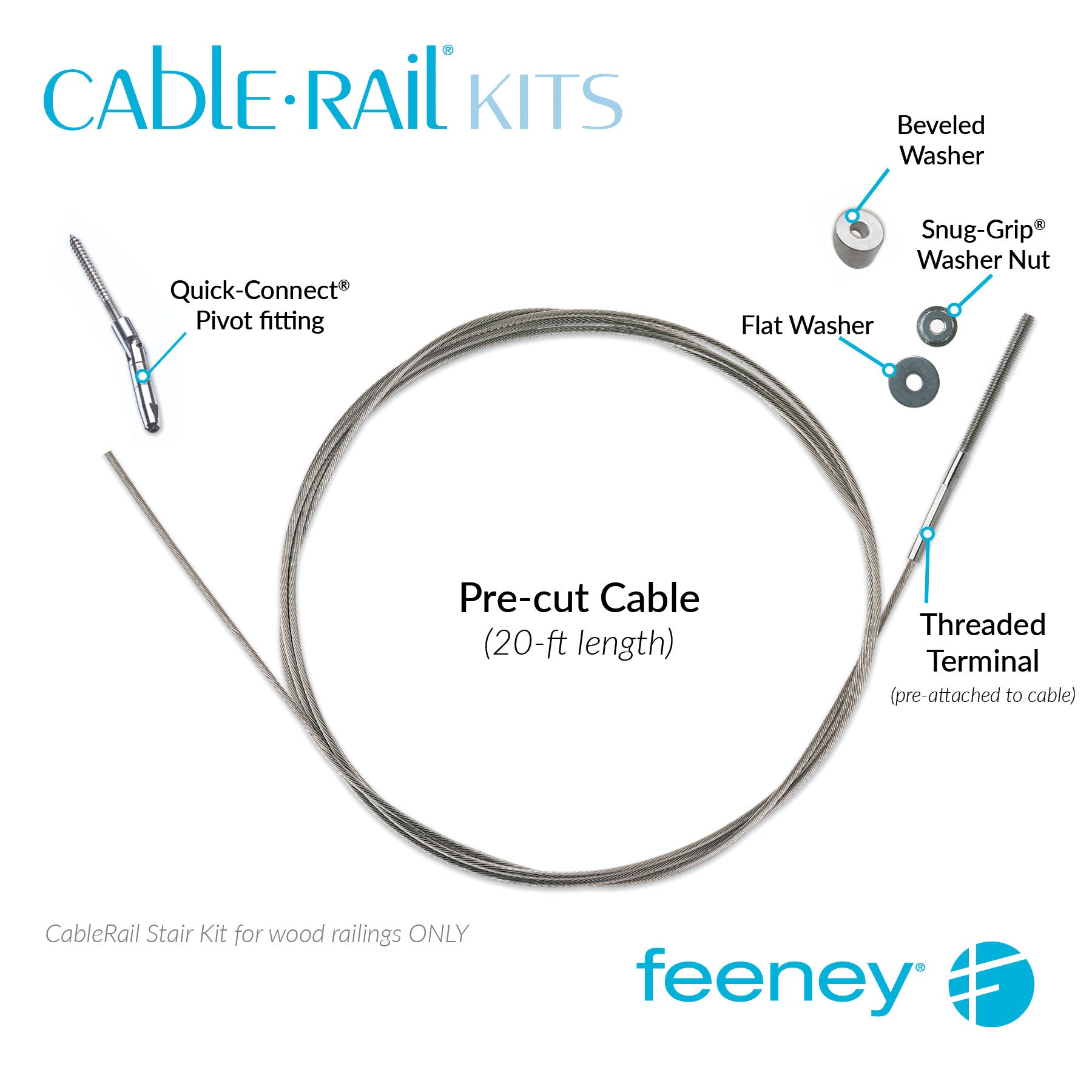  Feeney® CableRail Stair Kits (1/8