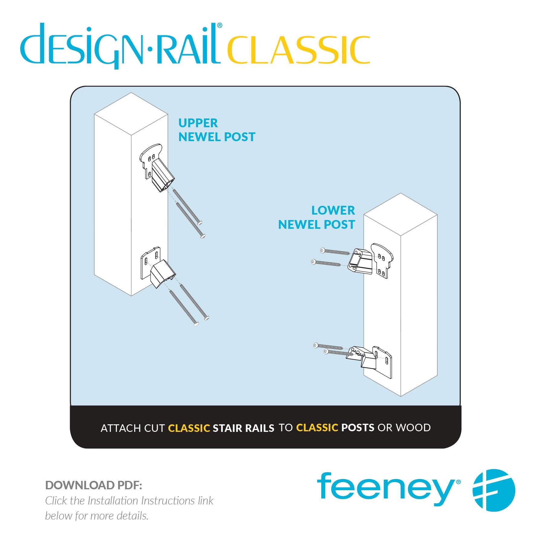  Feeney® DesignRail® Classic Kits (Stair) Rail Cut Kit (Black) 