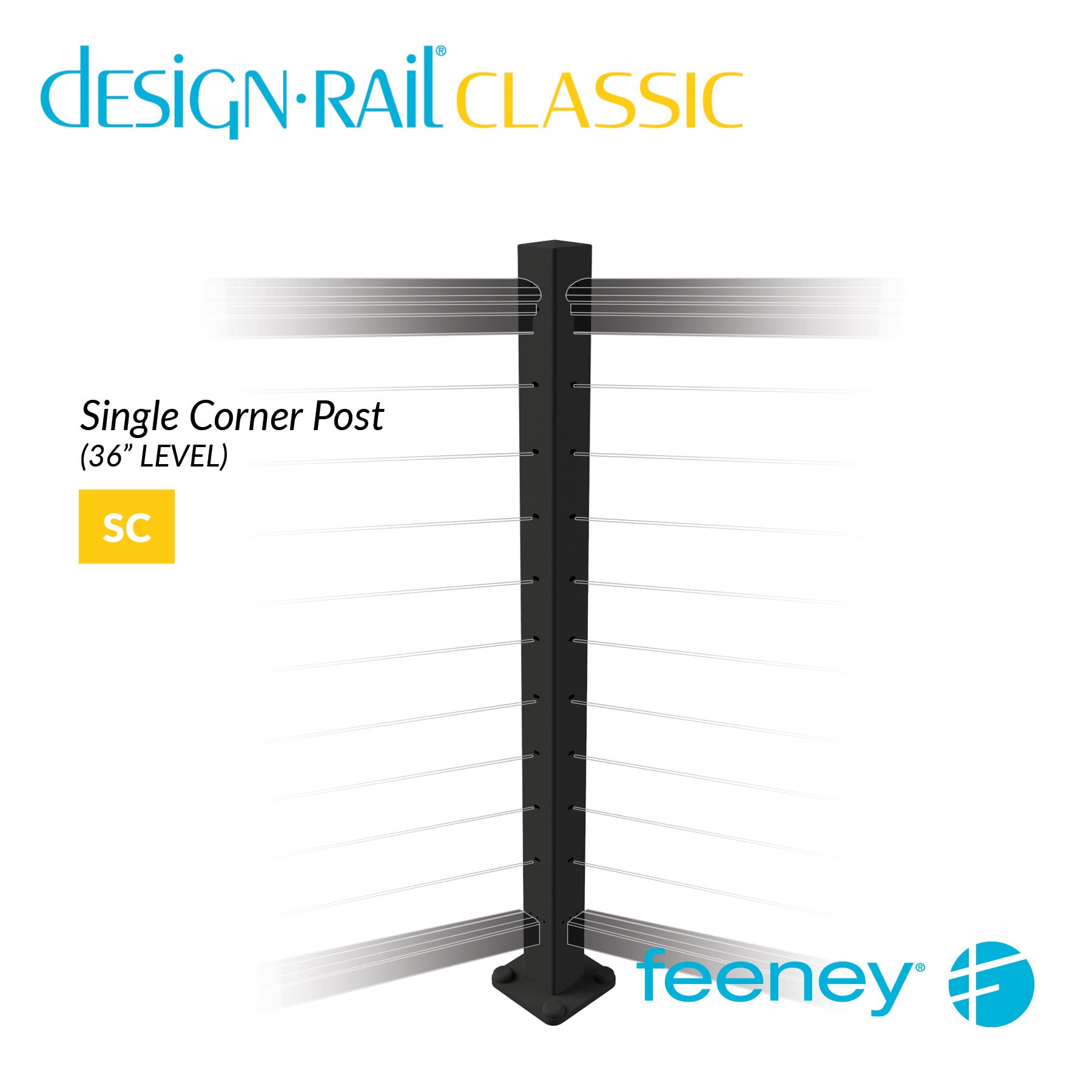  Feeney® DesignRail® Classic Kits (Level) Single Corner Post Kit (36