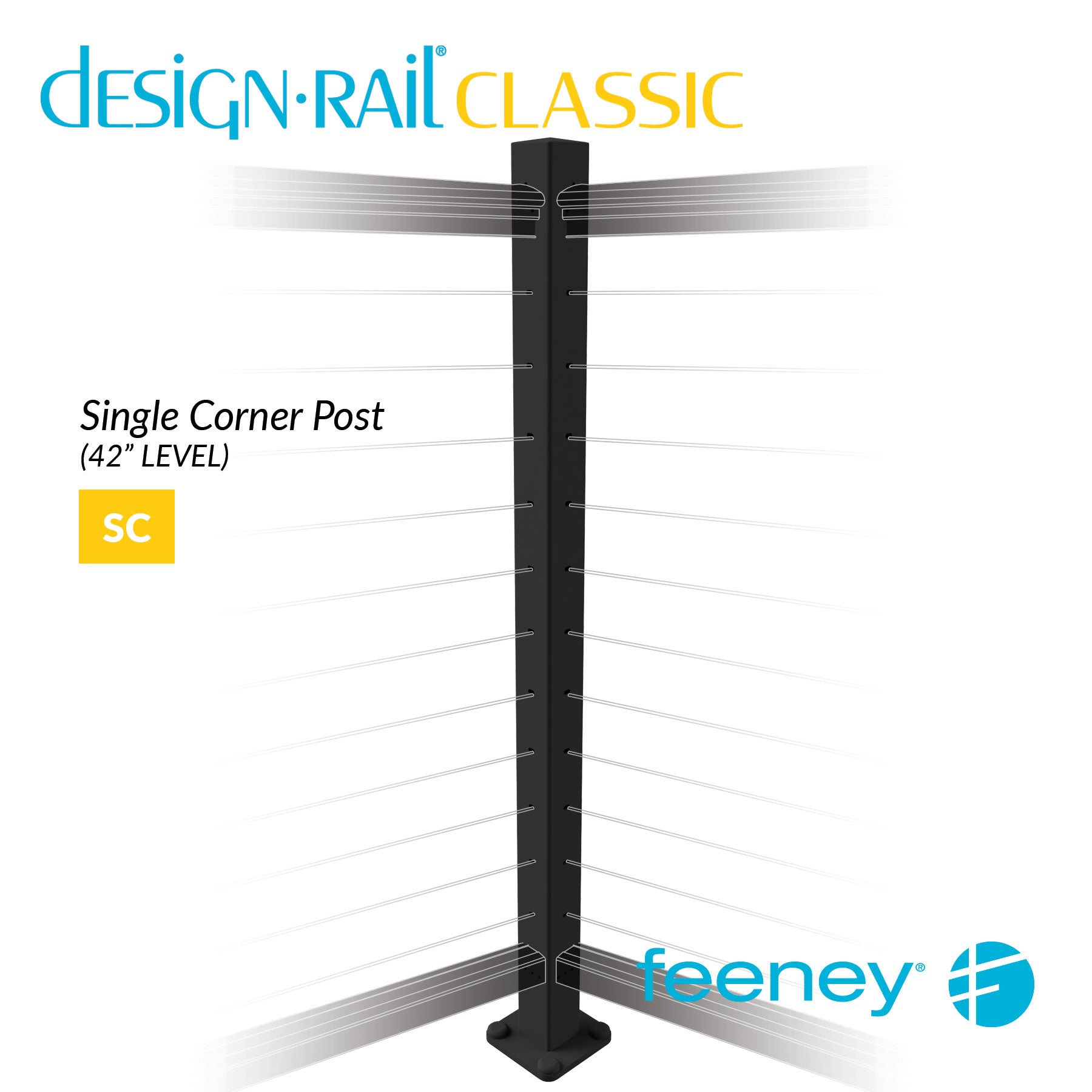  Feeney® DesignRail® Classic Kits (Level) Single Corner Post Kit (42