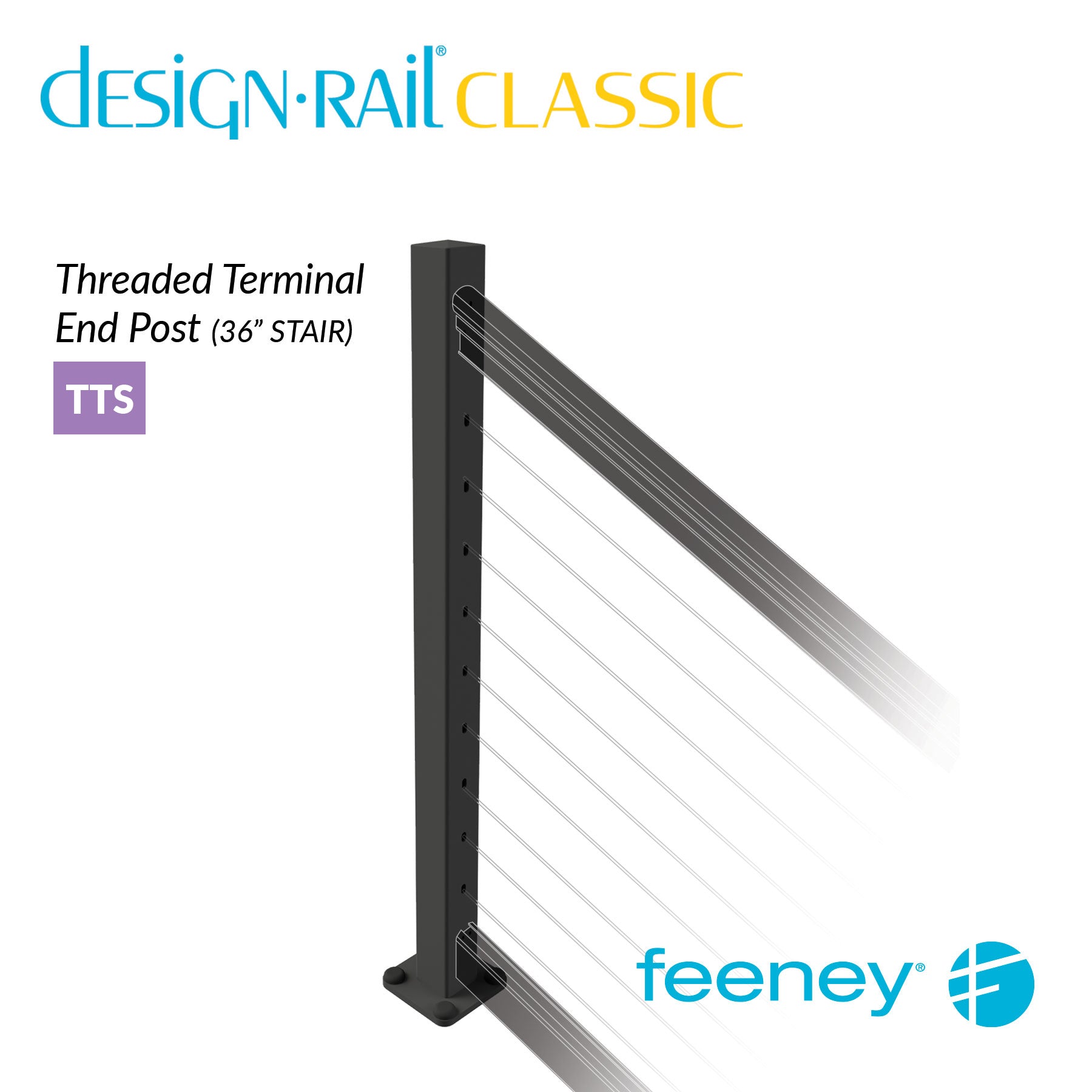  Feeney® DesignRail® Classic Kits (Stair) Threaded Terminal Post Kit (36