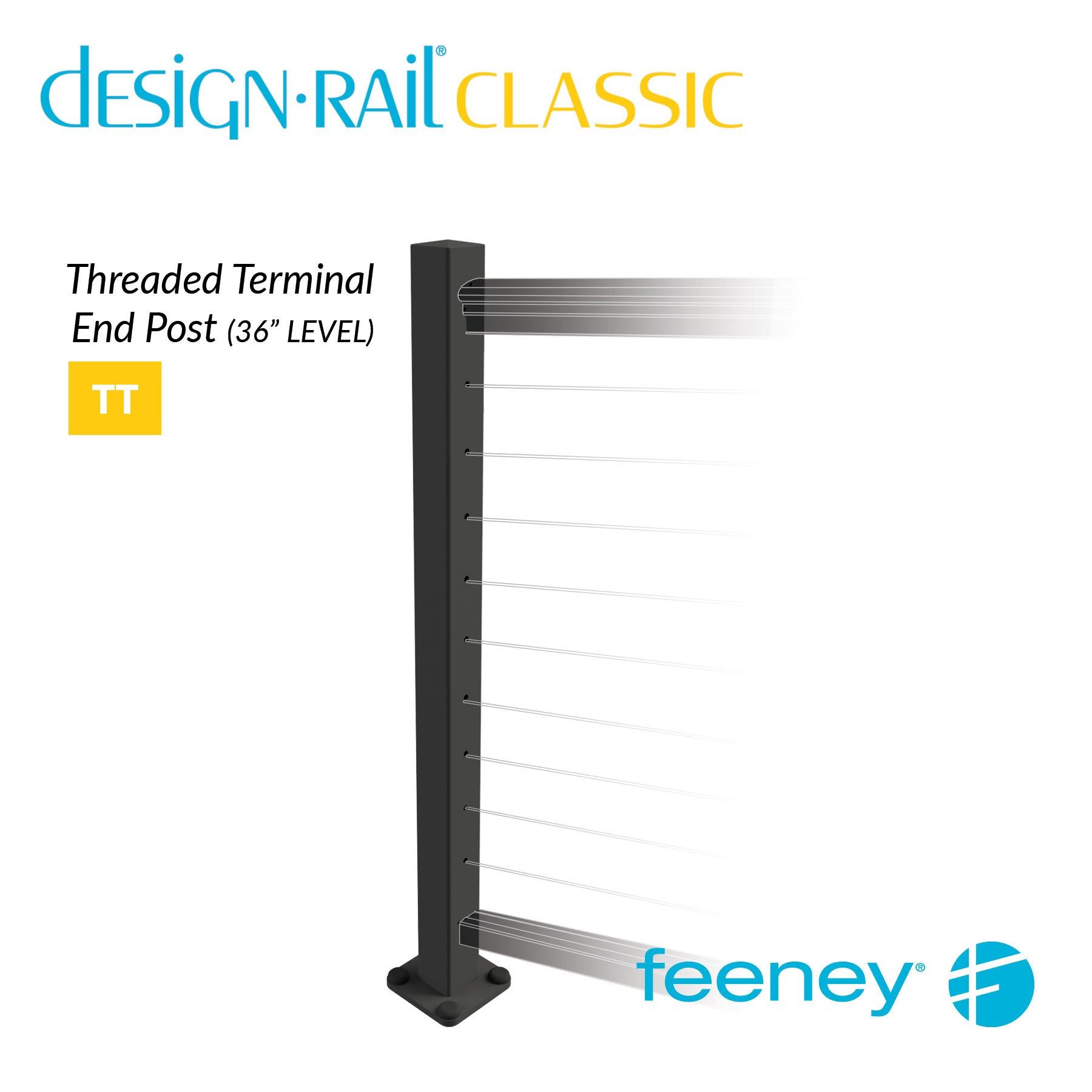  Feeney® DesignRail® Classic Kits (Level) Threaded Terminal Post Kit (36