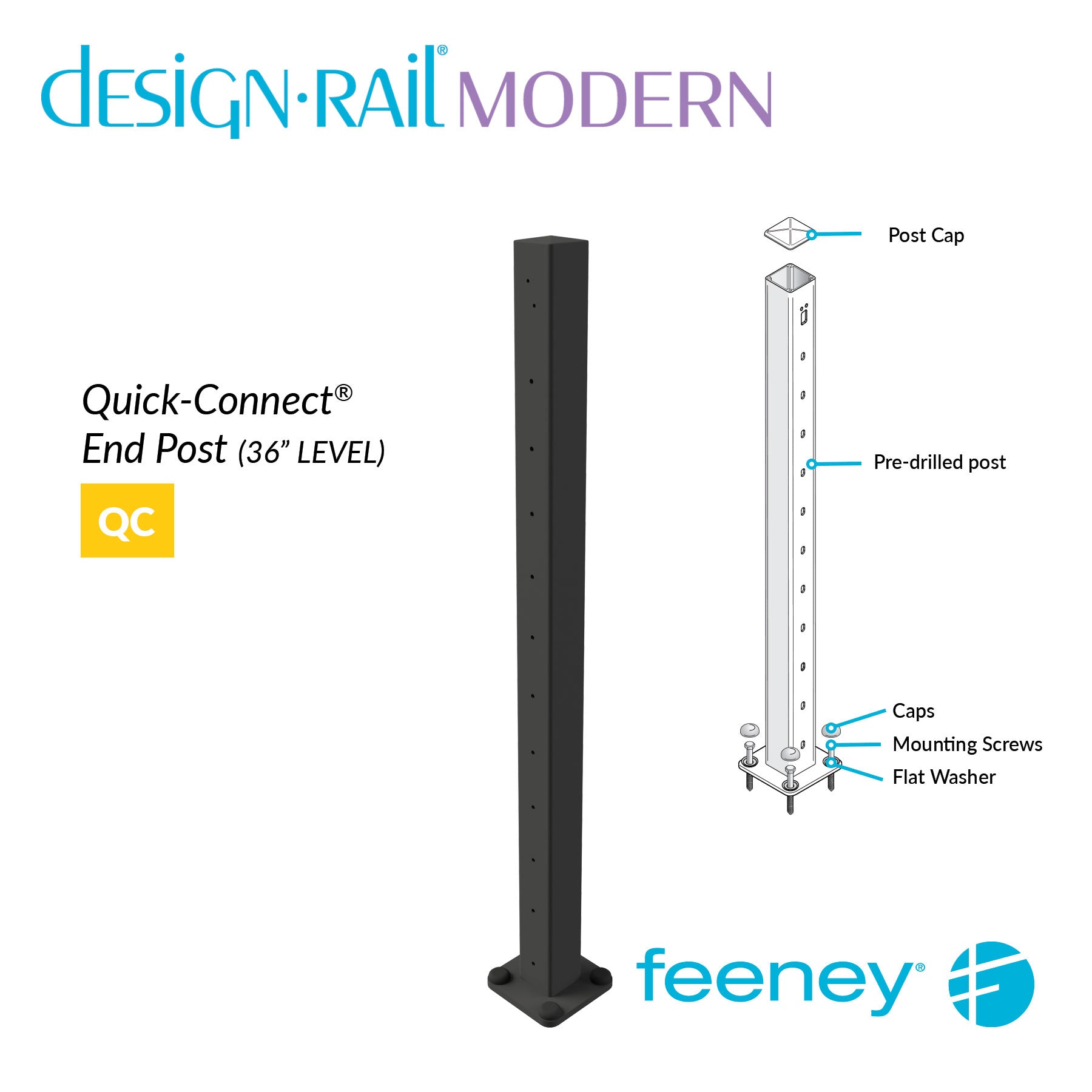  Feeney® DesignRail® Modern Kits (Level) Quick-Connect® Post Kit (36