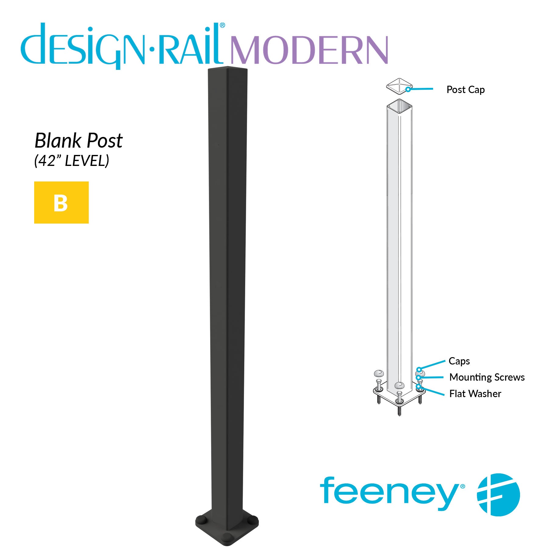  Feeney® DesignRail® Modern Kits (Level) Blank Post Kit (42