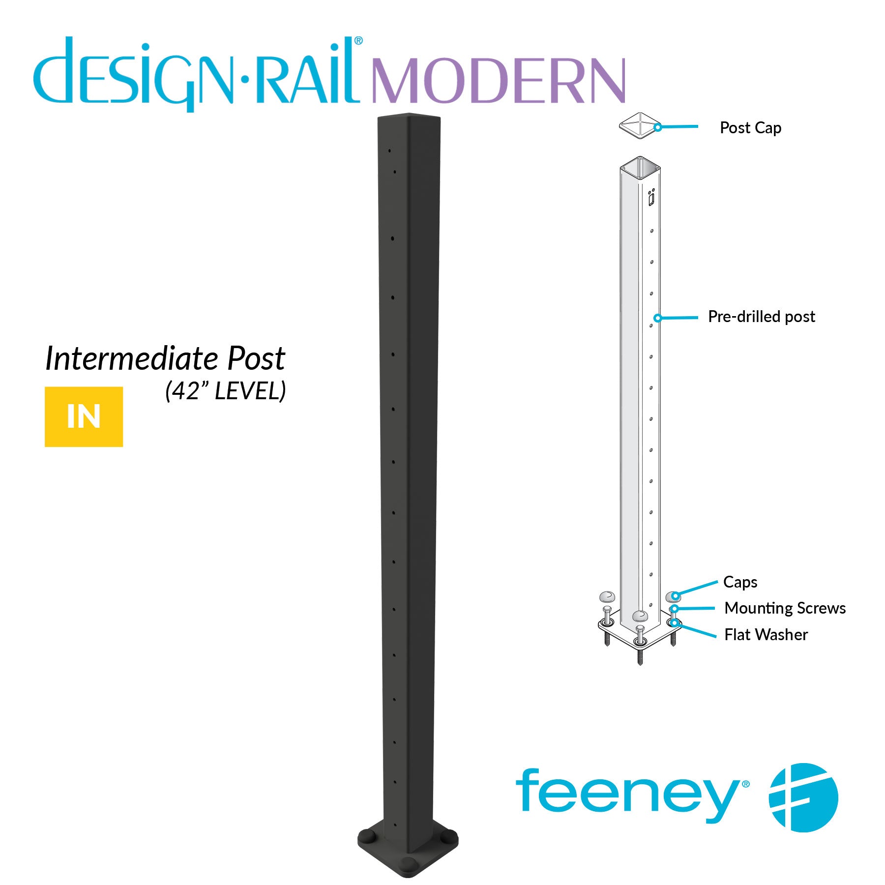  Feeney® DesignRail® Modern Kits Intermediate (Level) Post Kit (42