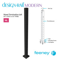  Feeney® DesignRail® Modern Kits (Level to Stair) Left-Hand Newel Post Kit (42